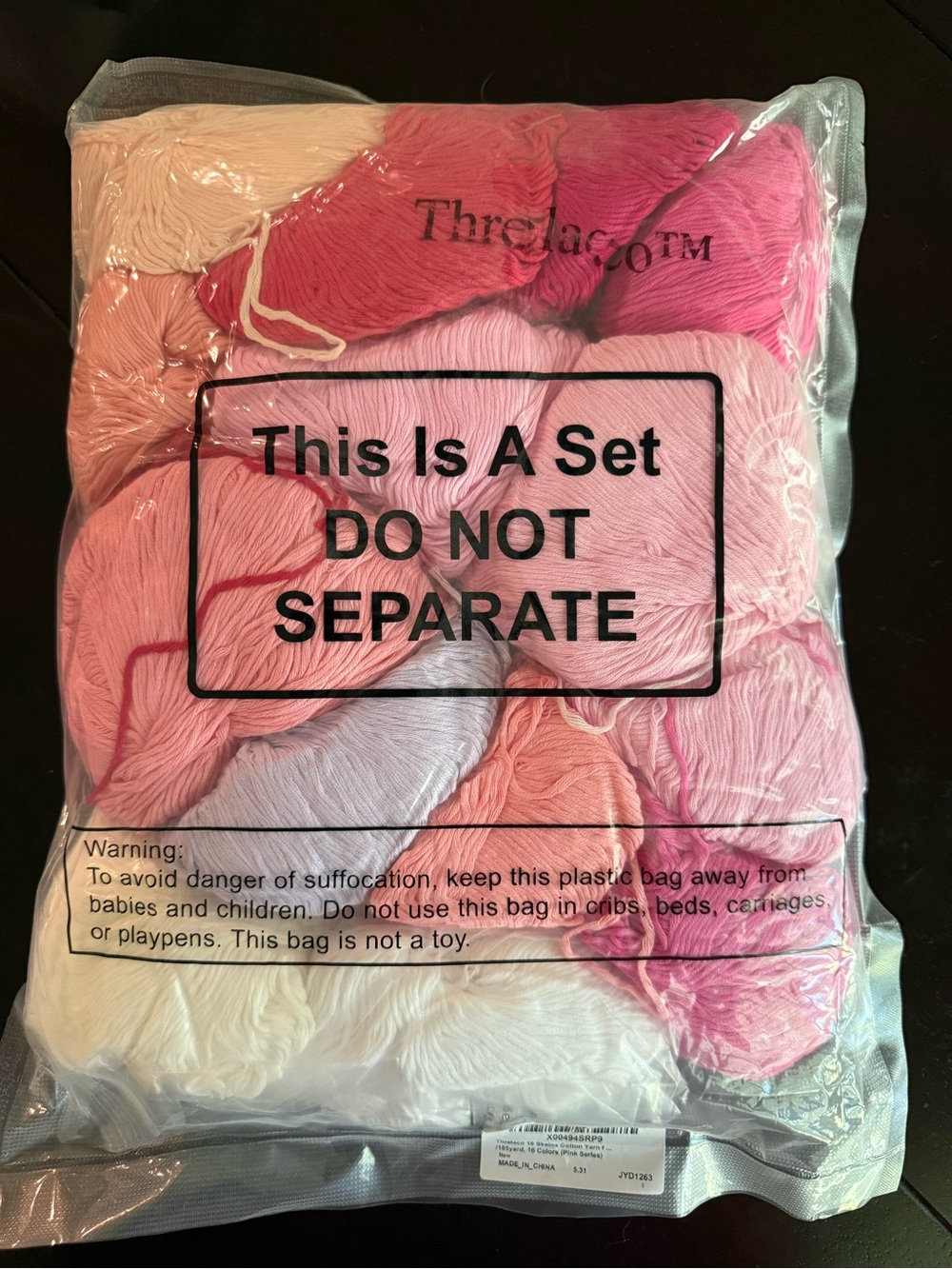 Threlaco 16 skeins Cotton Yarn Pink Series